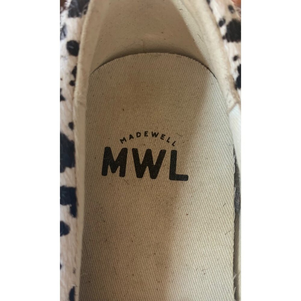 MADEWELL White + Black Slip-On Paint Splatter Calf Hair Women's Sneakers Size 8M - Picture 9 of 9